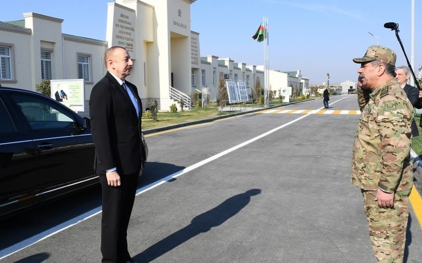 Президент Ильхам Алиев принял участие в открытии Н-ской воинской части Минобороны
