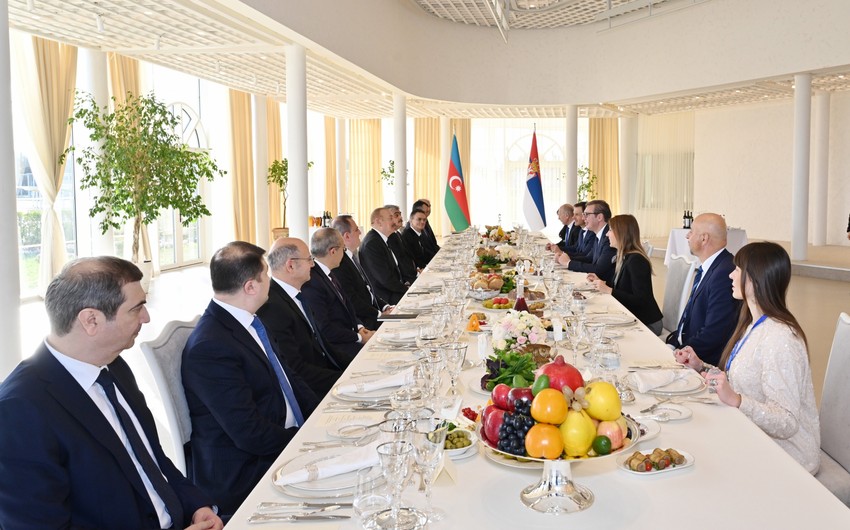 Dinner hosted on behalf of President Ilham Aliyev in honor of Aleksandar Vucic