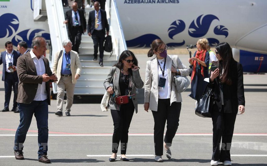 Participants of IX Global Baku Forum view Fuzuli Airport