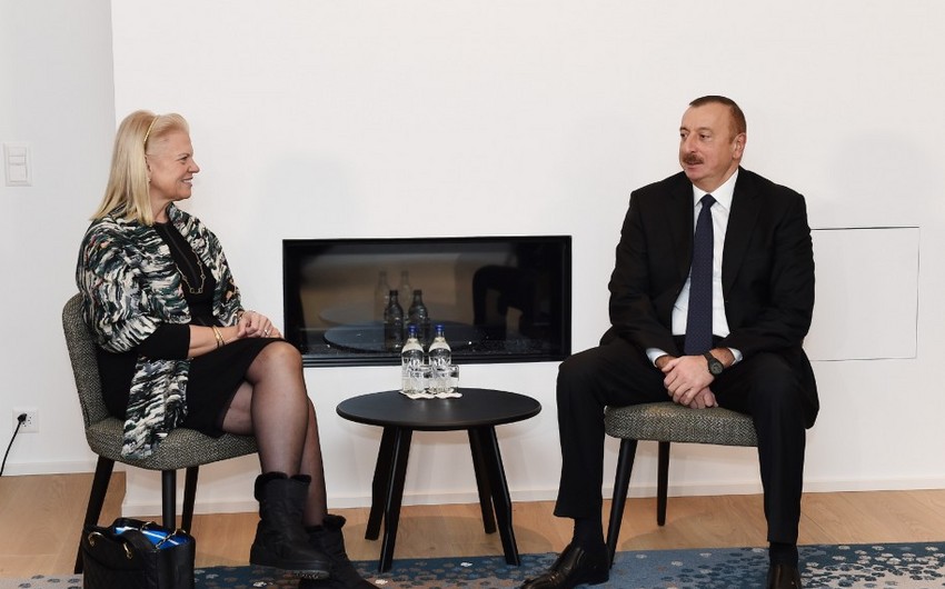President Ilham Aliyev meets with IBM chief executive in Davos
