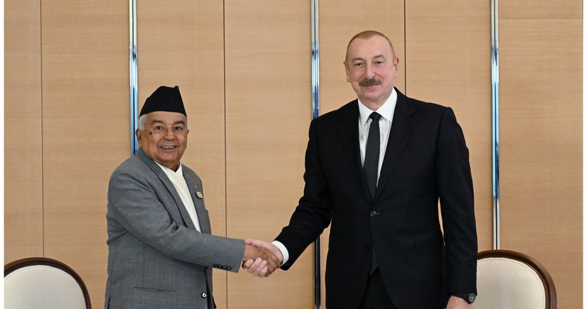 President of Azerbaijan Ilham Aliyev meets with President of Nepal