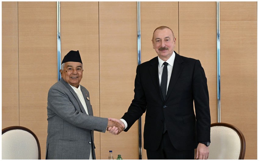 President of Azerbaijan Ilham Aliyev meets with President of Nepal