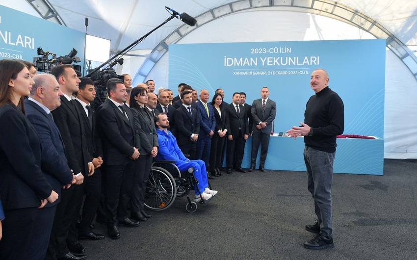 President Ilham Aliyev meets with awardees of sport community in ceremony related to sport results of 2023