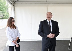 President Ilham Aliyev and First Lady Mehriban Aliyeva visit Shaki district