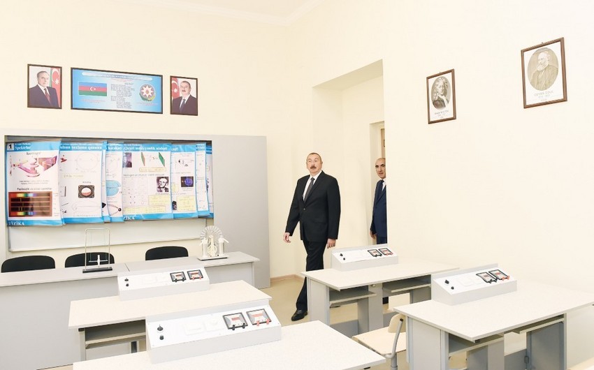 President Ilham Aliyev views conditions at newly-reconstructed technical and humanitarian lyceum No 2 in Baku