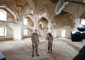 Ilham Aliyev, Mehriban Aliyeva view restoration work at Shusha's Ashagi Govhar Agha Mosque