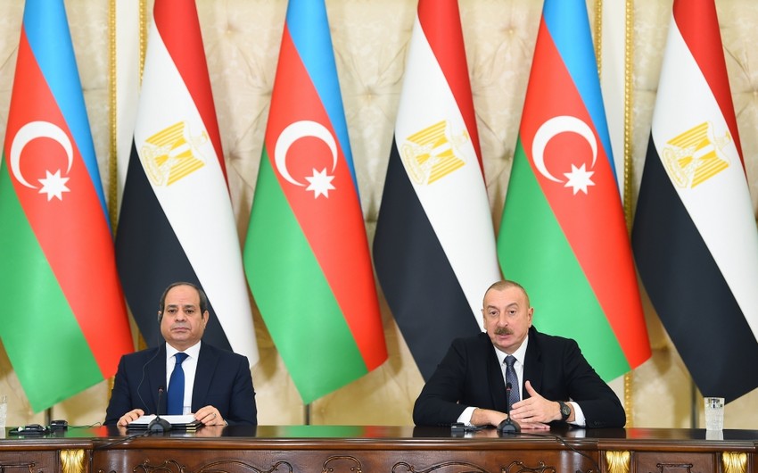 Presidents of Azerbaijan, Egypt make press statements 
