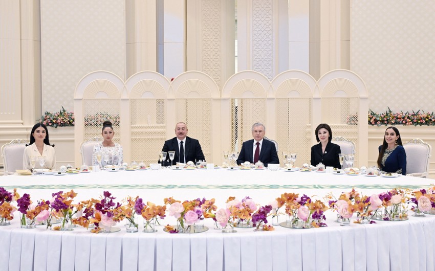 State reception hosted in honor of President Ilham Aliyev and First Lady Mehriban Aliyeva in Tashkent