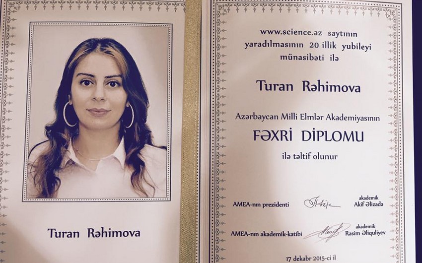 AMEA-nın ilk veb-müxbiri Fəxri Diplom ilə təltif olunub