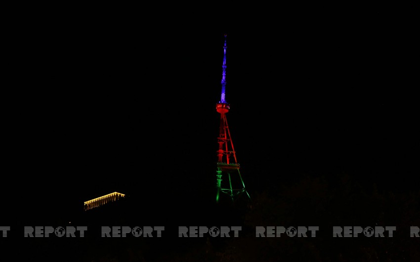 Georgia: Tbilisi TV Tower illuminates colors of Azerbaijani flag