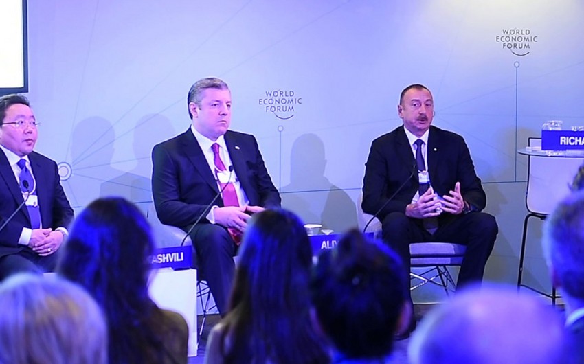 President Ilham Aliyev attends interactive session The Silk Road Effect in Davos