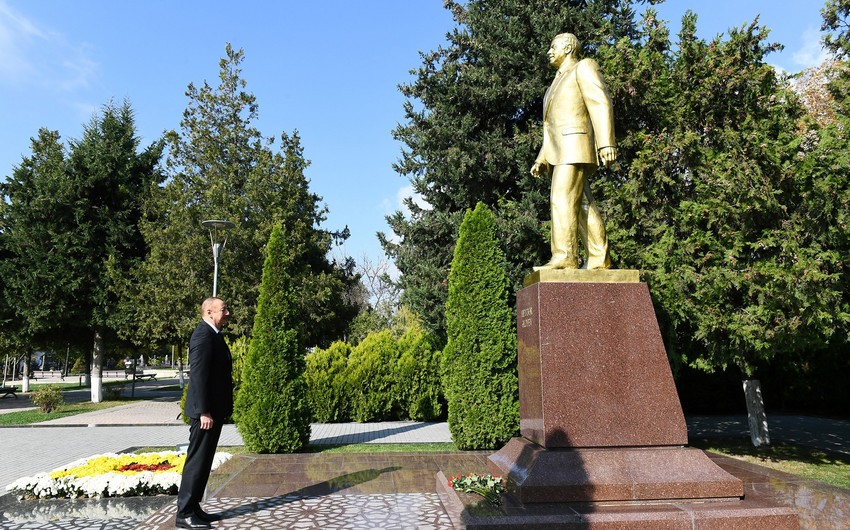 President Ilham Aliyev arrived in Gabala district for visit
