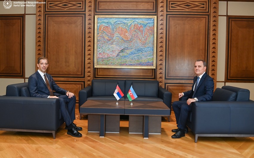 Azerbaijan's Foreign Minister Bayramov kicks off his meeting with Serbian counterpart