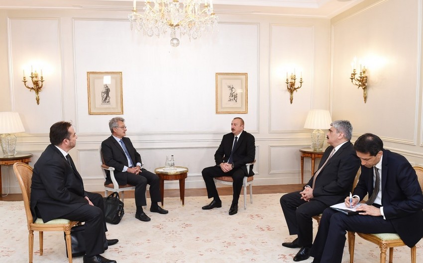 Prezident İlham Əliyev Fransanın SADE şirkətinin prezidenti ilə görüşüb