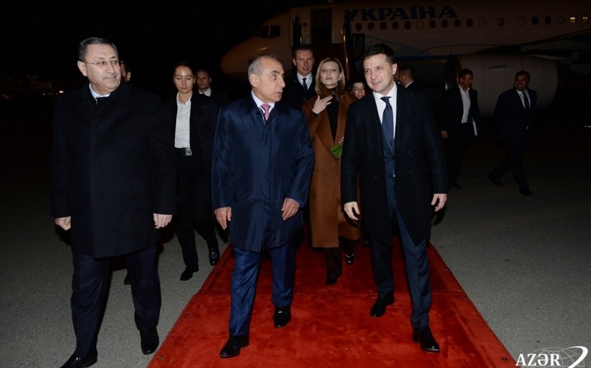 Ukrainian President Volodymyr Zelensky arrives in Azerbaijan on official visit