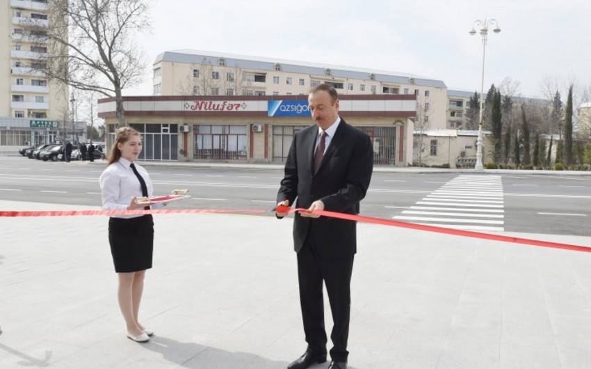 President Ilham Aliyev arrives in Barda district, Azerbaijan