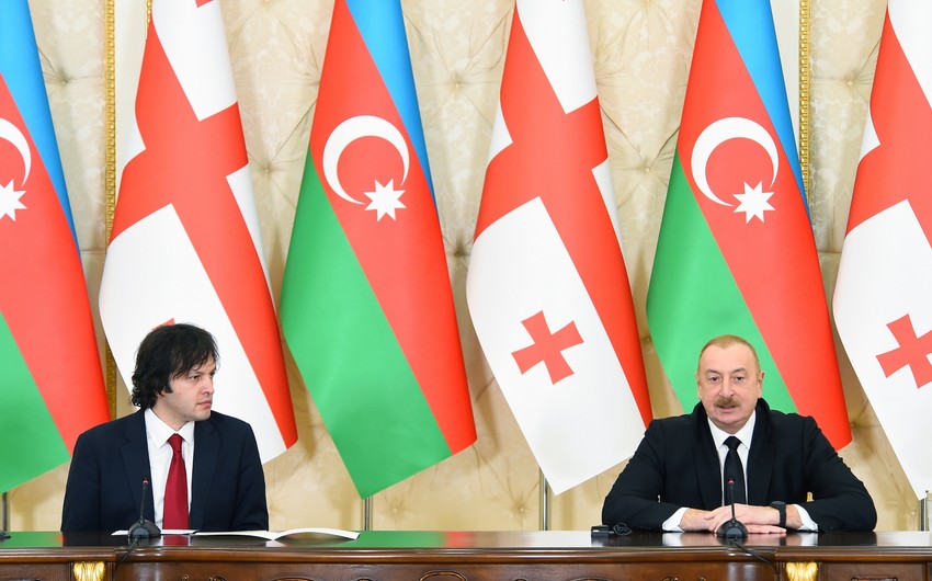 Azerbaijani President, Georgian Prime Minister make press statements - UPDATED 