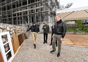 President Ilham Aliyev, First Lady Mehriban Aliyeva visit area where Shusha Boutique Hotel will be located