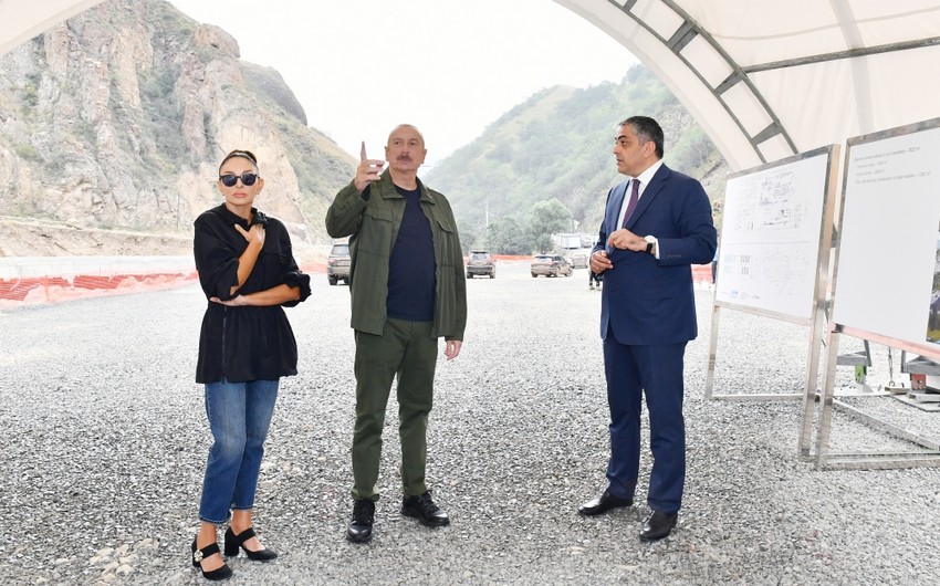 President Ilham Aliyev views construction progress of Istisu mineral water bottling plant,  Istisu Treatment and Recreation Complex