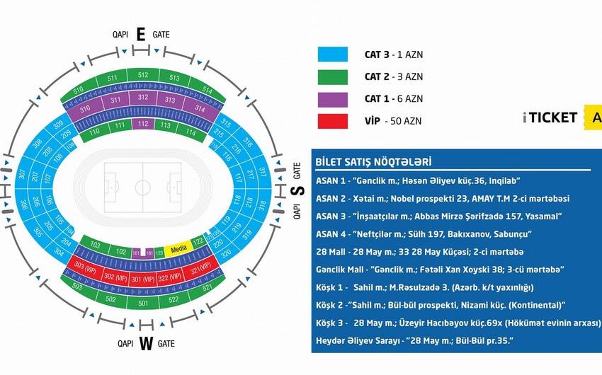 Билеты на матч Азербайджан-Чехия поступили в продажу