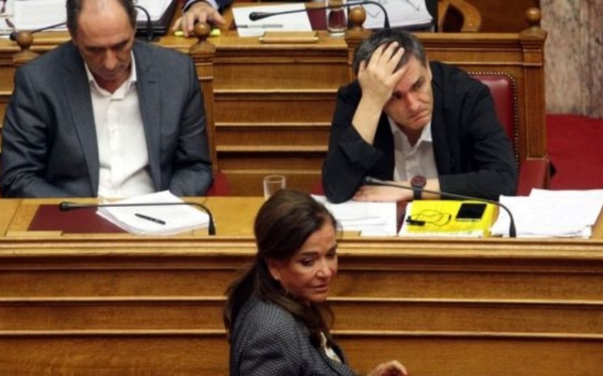 Greek Finance Minister Euclid Tsakalotos during debate in Greek parliament in Athens