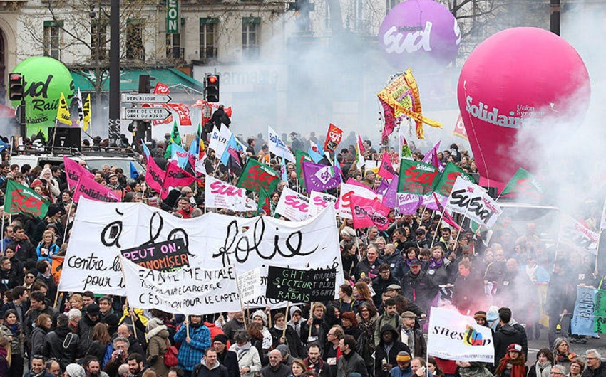 На манифестации профсоюзов в Париже задержаны более 70 человек