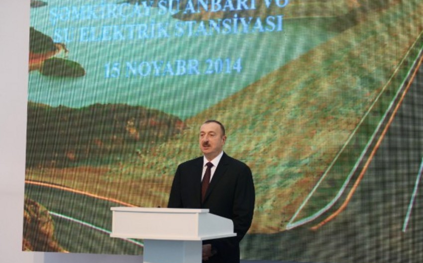 President Ilham Aliyev attended the opening of Shamkirchay water reservoir