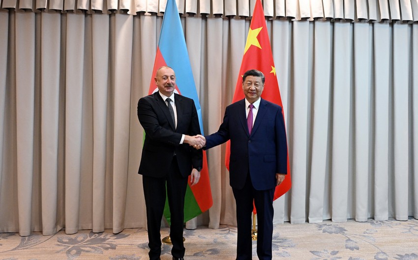 President of Azerbaijan Ilham Aliyev meets with President of People's Republic of China Xi Jinping in Astana
