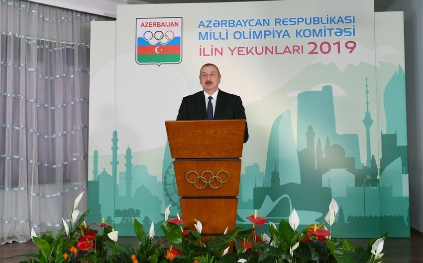 Президент Ильхам Алиев принял участие в церемонии, посвященной спортивным итогам 2019 года