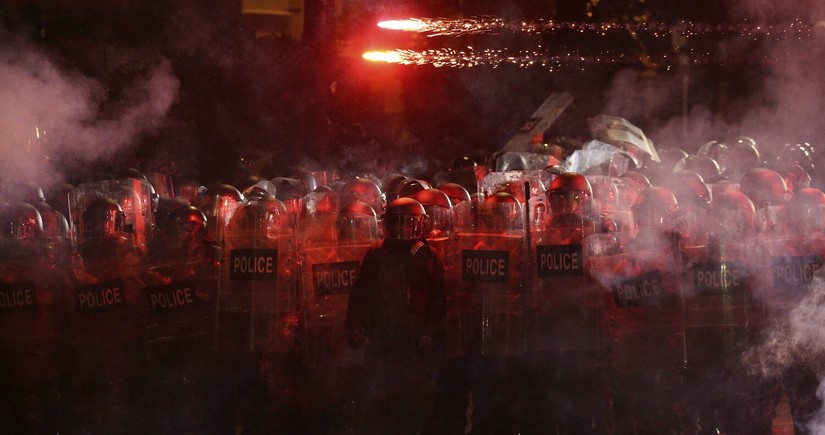 Georgia’s special forces push protesters away from parliamentary building in Tbilisi