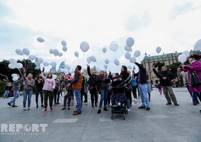 В Баку прошла акция в память о жертвах пожара в Кемерово - ФОТО - ВИДЕО