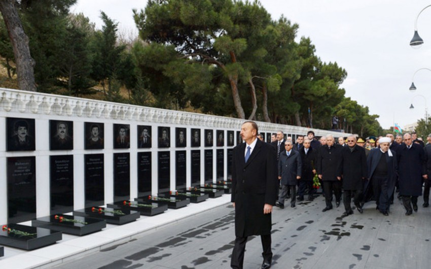 ​Президент Ильхам Алиев посетил Аллею шехидов