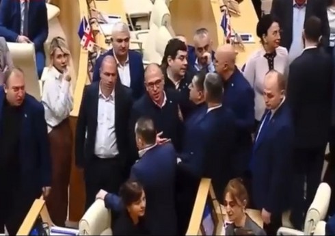 Gürcüstan parlamentində deputatlar arasında dava düşüb