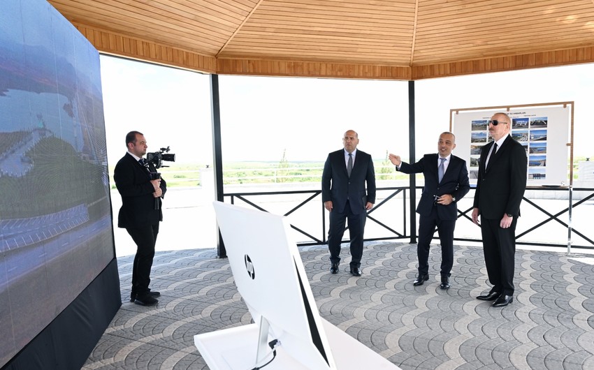 President Ilham Aliyev attends opening of Kondalanchay water reservoir complex in Fuzuli