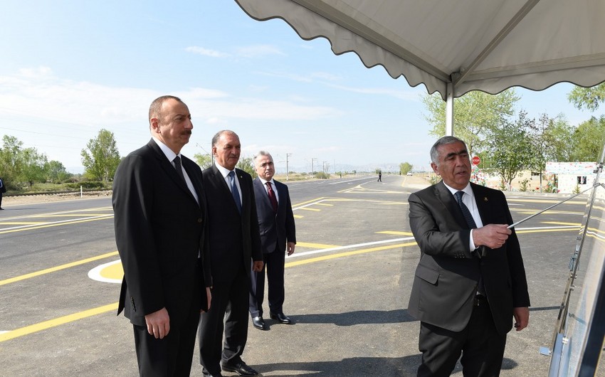 Azərbaycan Prezidenti Salahlı-Balçılı-Ağqıraqlı-Varvara-Cırdaxan avtomobil yolunun açılışında iştirak edib