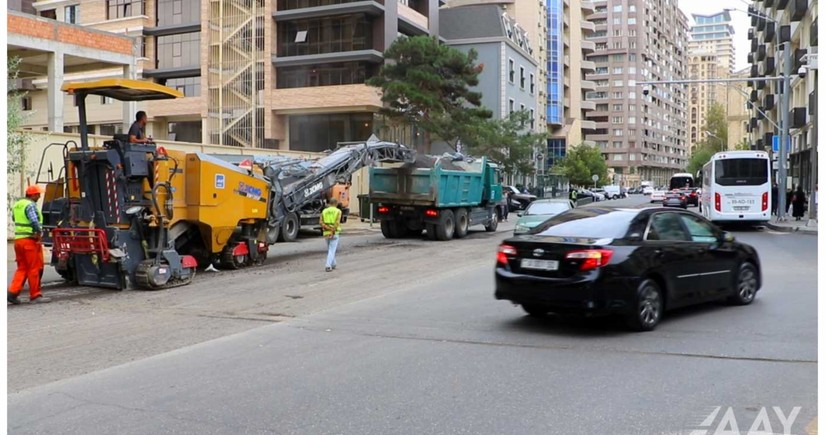 Bakının Kövkəb Səfərəliyeva küçəsi təmir olunur