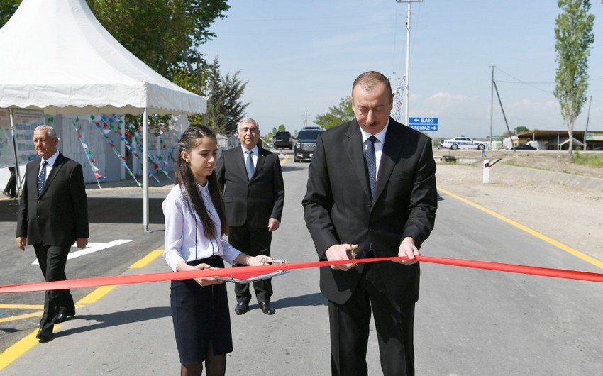 President attended the opening of highway in Khachmaz
