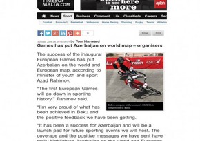 Times of Malta writes on Azerbaijan's success in Baku 2015 Games