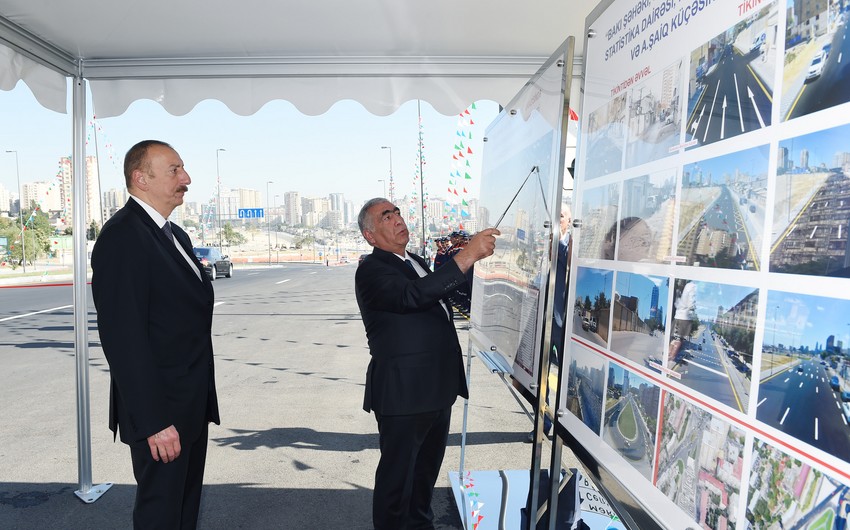 Президент Ильхам Алиев принял участие в открытии новых дорог на территории бывшей Советской столицы
