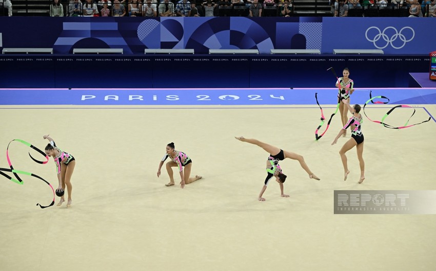 Azerbaijan rhythmic gymnastics team in group exercises into Paris 2024 final