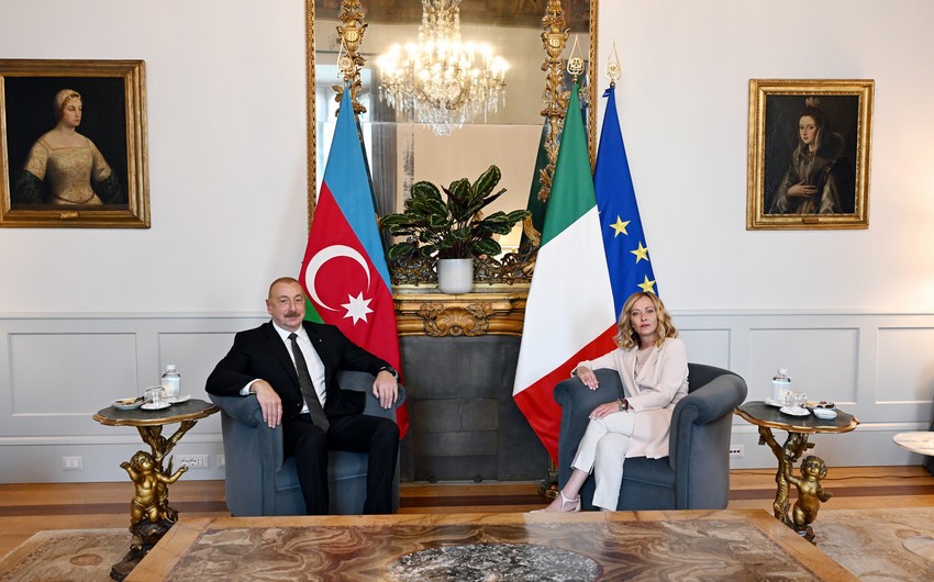 President of Azerbaijan Ilham Aliyev holds meeting with President of Council of Ministers of Italy Giorgia Meloni in Rome