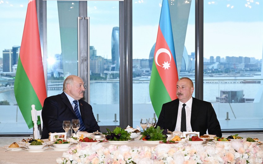 State reception on behalf of Ilham Aliyev gets underway in honor of President of Belarus at Gulustan Palace