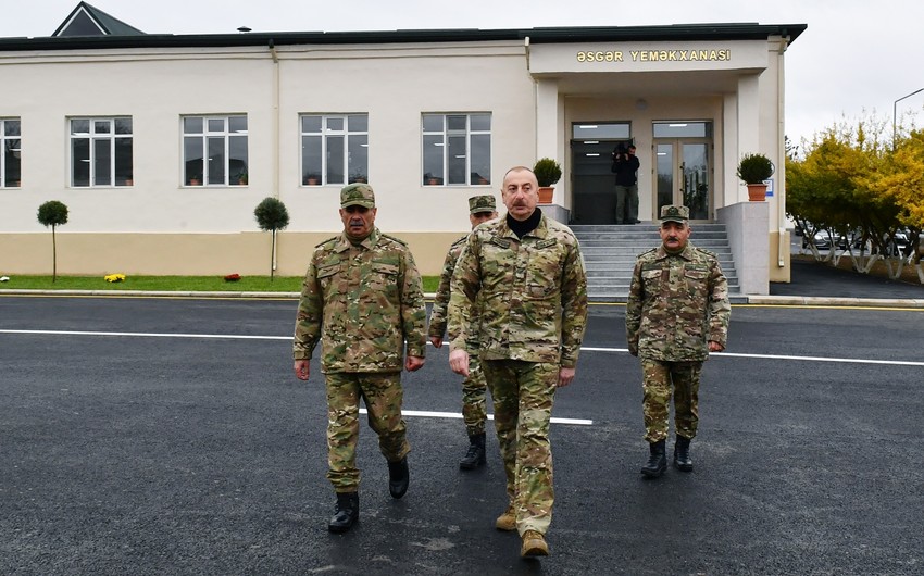 Президент Ильхам Алиев ознакомился с условиями, созданными в сданной в эксплуатацию N-ской воинской части в Физулинском районе