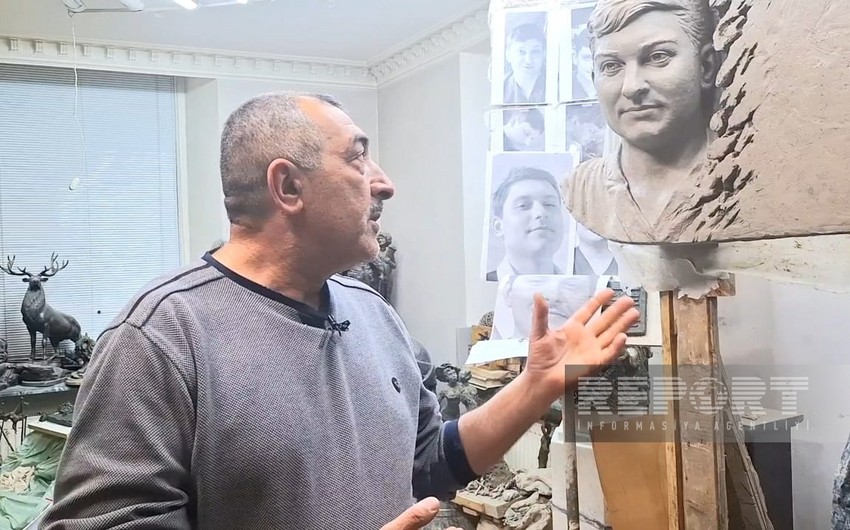 Azerbaijani sculptor creating under 'rocket rain' in Ukraine's Kharkiv - PHOTOS