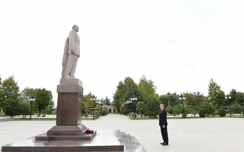 President Ilham Aliyev arrives in Masalli district for visit