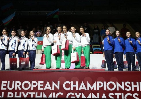 Команда Азербайджана в групповых упражнениях завоевала бронзу чемпионата Европы