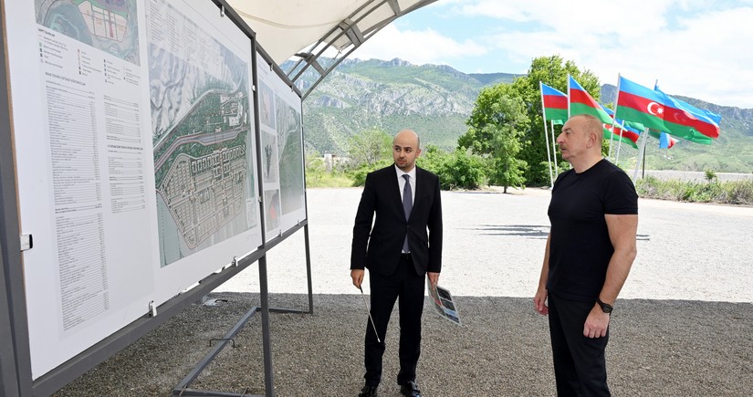 Президент Ильхам Алиев заложил фундамент поселка Миндживан Зангиланского района