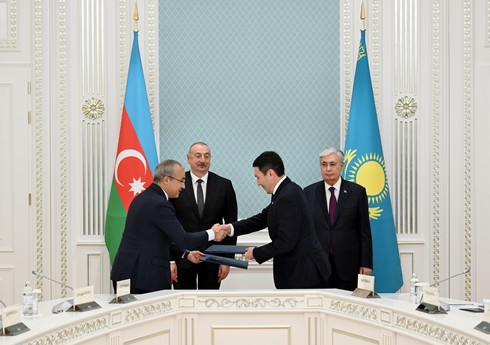 В Астане состоялась церемония обмена Договором акционеров, подписанным между Азербайджаном и Казахстаном