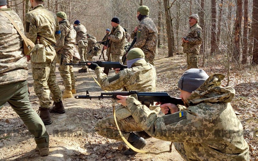 Ukraynada könüllülərdən formalaşan hərbi hissədən - FOTOREPORTAJ