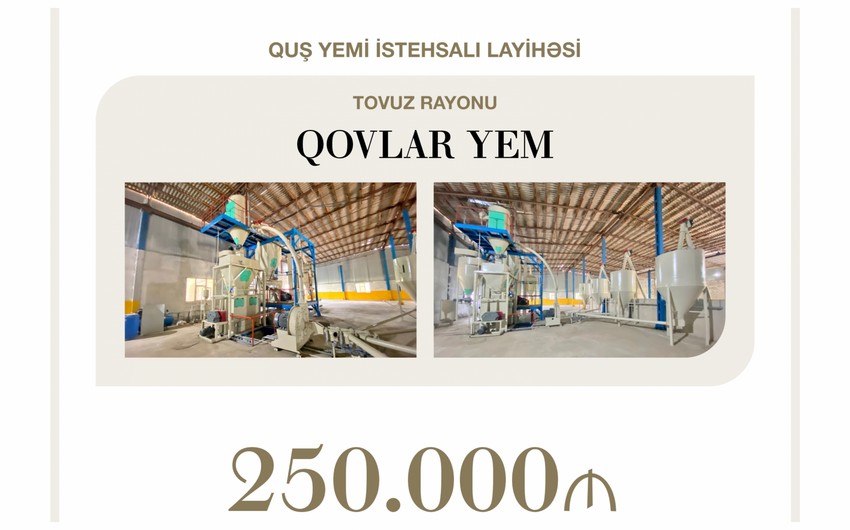 Tovuzda quş yemi istehsalı layihəsinə 250 min manat güzəştli kredit ayrılıb